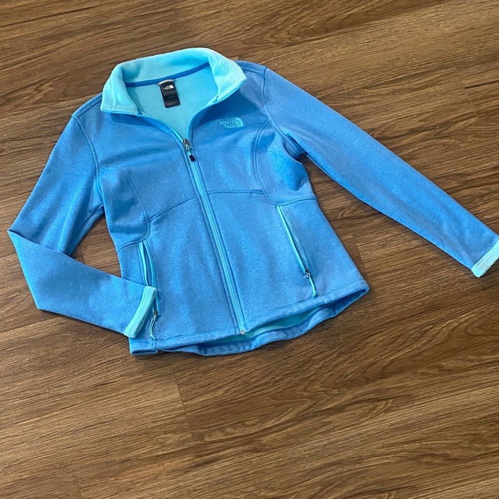 Womens North Face Fleece Zip Jacket Agave Coat Small, Medium blue gorpcore warm